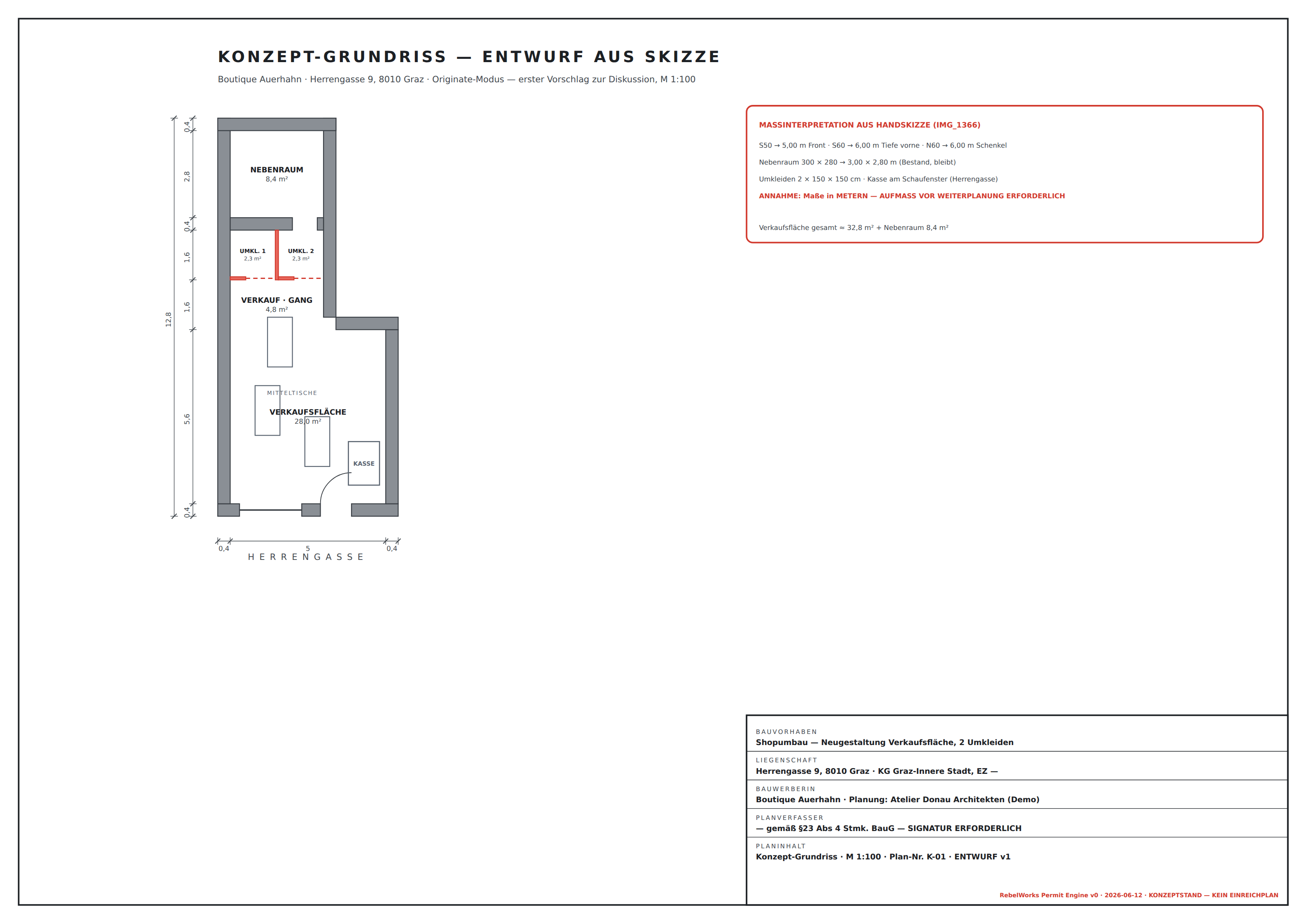 Concept floor plan generated from a hand sketch